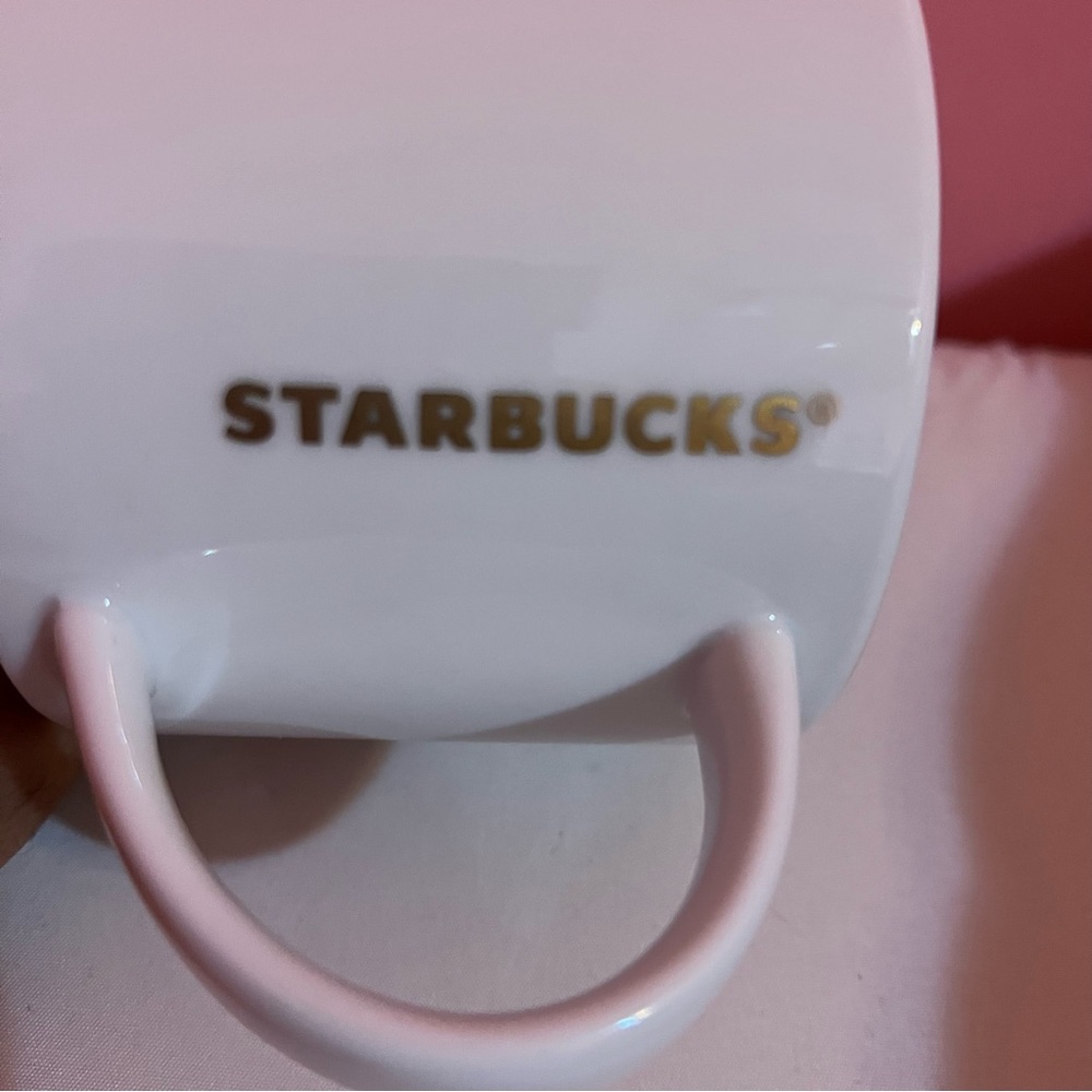 STARBUCKS 2012 Gold Vertical Logo White with Red Base Coffee Mug Tea Cup 16 oz - Picture 3 of 5